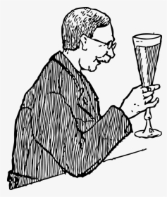 Drawing Of A Man Drinking, HD Png Download, Free Download
