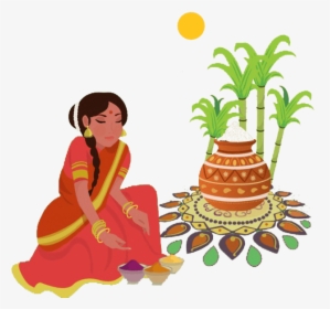 Pongal - Pongal Festival Clipart Black And White, HD Png Download, Free Download