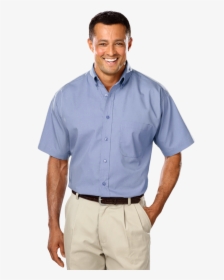 Mens Short Sleeve Easy Care Poplin With Matching Buttons - Blue Generation, HD Png Download, Free Download