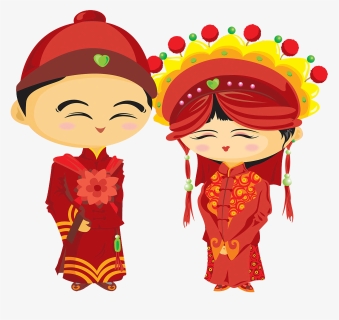 Wedding Bridegroom Chinese Marriage Illustration Smiling - Chinese Marriage Hd Cartoons, HD Png Download, Free Download