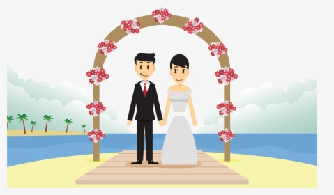 Bridegroom Invitation Scene Illustration Wedding Free - Wedding Scene Cartoon, HD Png Download, Free Download