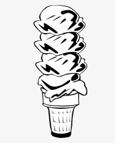 Ice Cream Black And White Bowl Of Ice Cream Clipart - Ice Cream Clipart Black And White, HD Png Download, Free Download