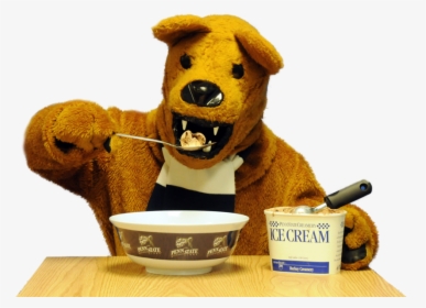 The Nittany Lion Mascot Digs In To A Bowl Of Berkey - Nittany Lion Ice Cream, HD Png Download, Free Download