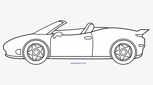Ferrari Car Line Art Clipart - Race Car Cartoon Drawing, HD Png Download, Free Download