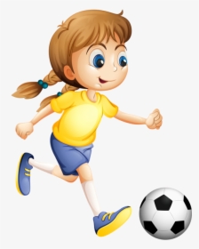 Sport Clipart Play Sport - Menina Jogando Futebol Desenho, HD Png Download, Free Download