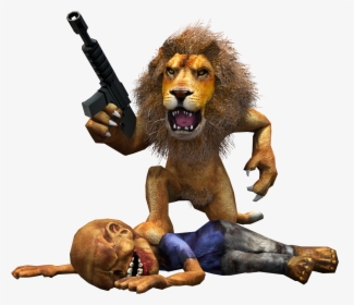 Cartoon Lion With Gun, HD Png Download, Free Download