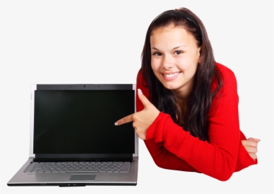 Young Girl With Laptop Transparent Png Image - Woman Using Laptop Png, Png Download, Free Download