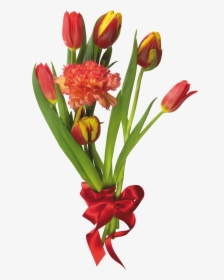 Free Download Of Bouquet Of Flowers Png Clipart - Bouquet Red Tulip Flowers Png Transparent, Png Download, Free Download