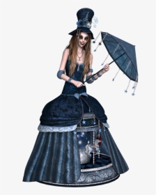 Girl, Dress, Steampunk, Umbrella, Laugh, Standing, - Victorian Steampunk Umbrella, HD Png Download, Free Download