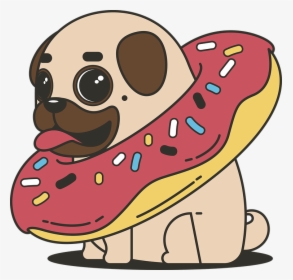Pug, Donut, Sweets, Tasty, Bun, Cupcake - Pug In A Donut, HD Png Download, Free Download