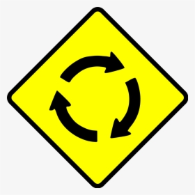 Caution-roundabout - Roundabout Sign, HD Png Download, Free Download