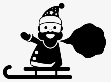 Santa Claus With A Gifts Bag Standing On A Sled - Santa Claus Icon Png, Transparent Png, Free Download