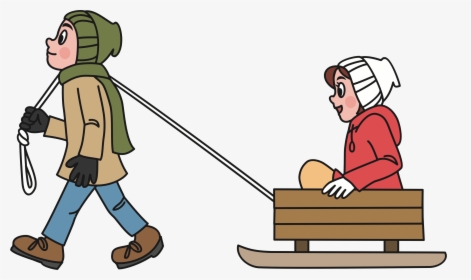 Transparent Sledding Clipart - Pulling A Sled Clipart, HD Png Download, Free Download