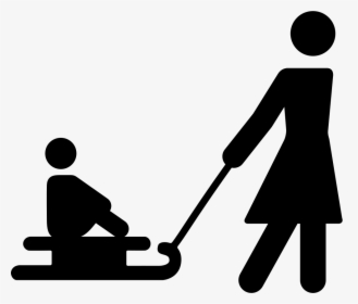 Mother Carrying His Son On A Sled - Icon, HD Png Download, Free Download