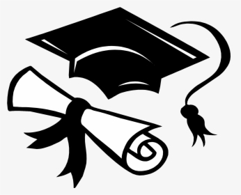 Graduation Cap And Diploma Clipart Black And White, HD Png Download, Free Download