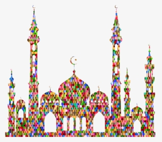 Chromatic Hex Grid Mosque Silhouette 2 Clip Arts - Mosque Black And White, HD Png Download, Free Download