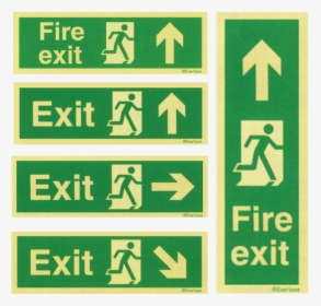 Cartello Uscita Di Sicurezza Vsafety 14026 - Frec Cia A Sinistra, 300x100 Mm, Autoadesivo Verde, Norma EN ISO 7010