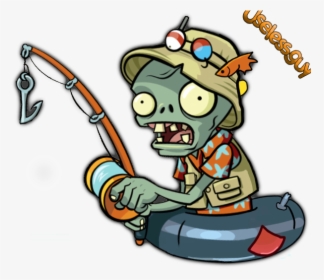 The Fisherman Zombie Wears A Light Green Colored Hat - Plant Vs Zombie 2 Zombies, HD Png Download, Free Download