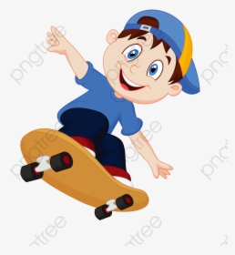 Transparent Cartoon Bush Png - Cartoon Boy Skateboard, Png Download, Free Download