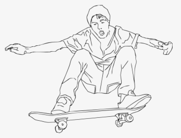 Ollie - Skateboarding Black And White Clipart, HD Png Download, Free Download