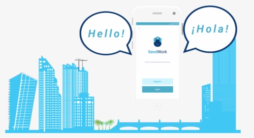 Sendwork Provider App With Miami Skyline - Graphic Design, HD Png Download, Free Download