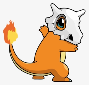 Charmander Cubone By Bunny Vomit - Charmander With Cubone Skull, HD Png Download, Free Download