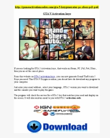 Ps4 Gta 5 Activation Code Screen, HD Png Download, Free Download