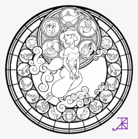 Stained Glass Coloring Pages Disney Princess Jasmine - Disney Stained Glass Coloring Pages, HD Png Download, Free Download
