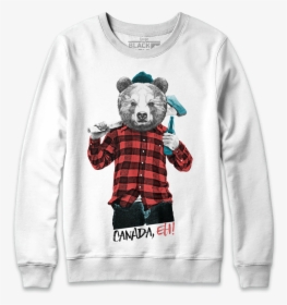 Lumberjack Bear With Beer White Crewneck Sweatshirt - Meme Sweater, HD Png Download, Free Download