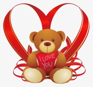 Simple Valentine Bears Clipart Clipart Collection - Heart With Teddy Bear, HD Png Download, Free Download