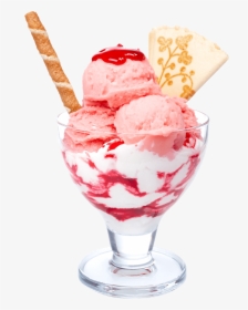 Strawberry Parfait Ice Cream - Ice Cream In A Bowl, HD Png Download, Free Download
