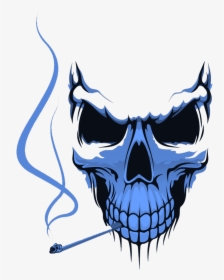 Skull Smoking Cig Tattoo - Skull Tribal, HD Png Download, Free Download