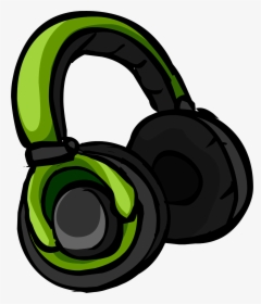 Green Headphones Club Penguin - Cartoon Headphones, HD Png Download, Free Download