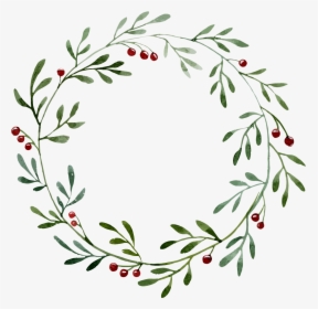Plant Border Wreath Illustration Hollow Watercolor - Watercolor Christmas Wreath Png, Transparent Png, Free Download