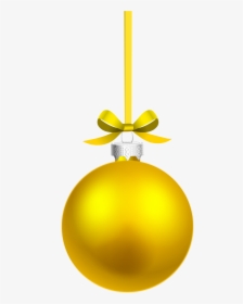 Yellow Hanging Christmas Ball Png Clipart - Gold Christmas Ball Png, Transparent Png, Free Download