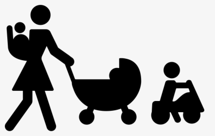 Mother Walking With Three Babies - People Walking Png Icon, Transparent Png, Free Download