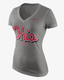 Nike Ohio State Buckeyes Womens Grey Script V Neck - T-shirt, HD Png Download, Free Download