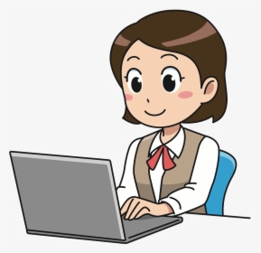 Person Doing Homework Png - Woman Computer Clip Art, Transparent Png, Free Download