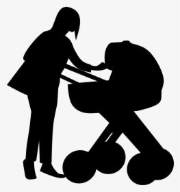 Silhouette, Mother, Stroller, Baby, Bag, Buggy - Stroller Silhouette Png, Transparent Png, Free Download