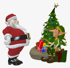 Transparent Png Elf Ornaments - Santa Claus And Elf, Png Download, Free Download
