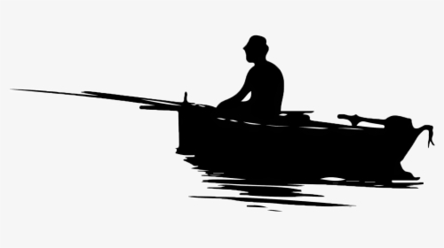 Fisherman On Boat Silhouette , Transparent Cartoons - Fishermen Boat Clip Art, HD Png Download, Free Download
