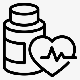 Medication Bottle Outline And Heart With Life Line - Icon Suplementos Png, Transparent Png, Free Download
