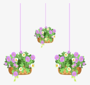 Clip Art Hanging Flower Basket Images - Hanging Flower Pot Vector, HD Png Download, Free Download