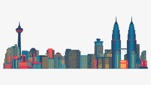 Graphic Black And White Stock Kuala Lumpur Tower Silhouette - Vector Kuala Lumpur Skyline, HD Png Download, Free Download