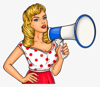 Pop Art Girl With Megaphone Png Image Free Download - Pop Art Woman Png, Transparent Png, Free Download