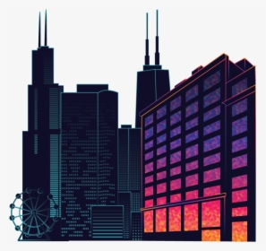 Chicago City Buildings Netrality Interconnected Data - River North Gallery District, Near North Side, Chicago, HD Png Download, Free Download