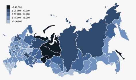 Regional Gdp Per Capita Map Of Russia - Gdp Per Region Russia, HD Png Download, Free Download