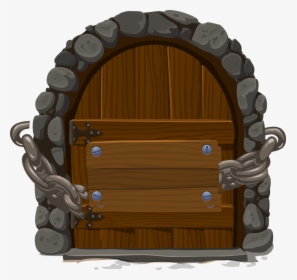 Door, Closed, Chain, Wooden, Entrance, Doorway, Massive - Wood Door Cartoon Png, Transparent Png, Free Download