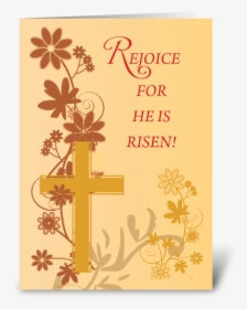 Rejoice Easter Cross, Swirls, Flowers Greeting Card - Thanksgiving Cards For Mom, HD Png Download, Free Download