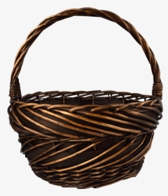 Round Wicker Basket With Handle"  Class= - Storage Basket, HD Png Download, Free Download